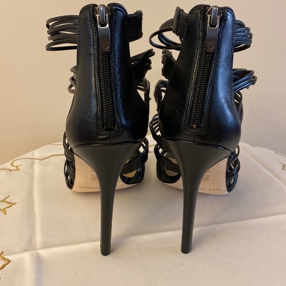 Via Spiga women’s designer Italian leather strappy heeled sandals black 9.5 🌹 - Picture 5 of 11